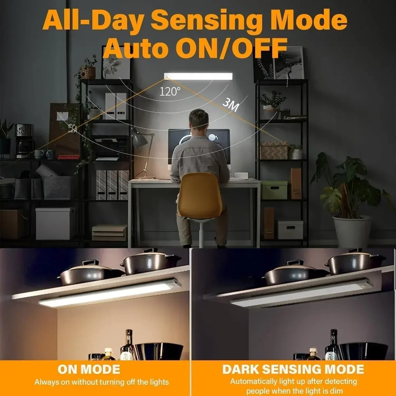 Luz LED inalámbrica para armario con sensor de movimiento para cocina | Lersk