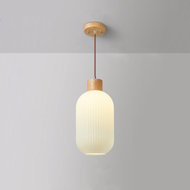 TimberGlow Wood and Glass Pendant Lamp with LED Lighting | Lersk