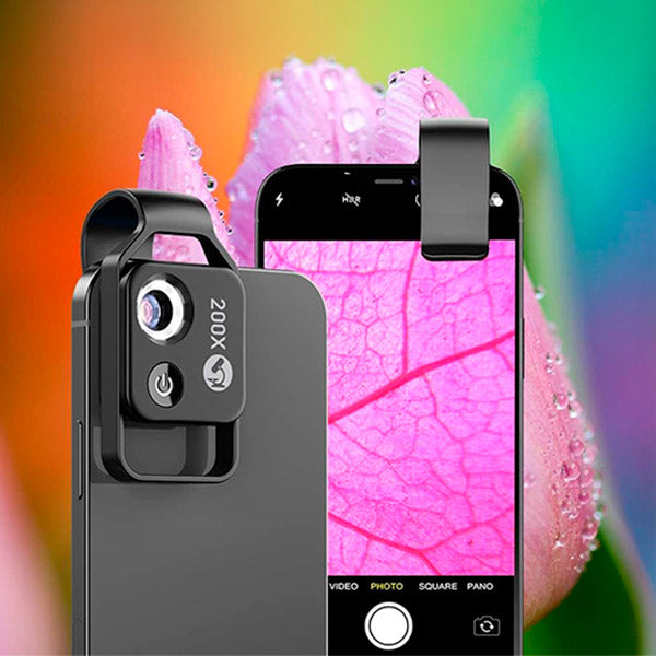 MicroZoom Clip-On Phone Microscope With LED Light And 200x Magnification Lens For Smartphones | Lersk