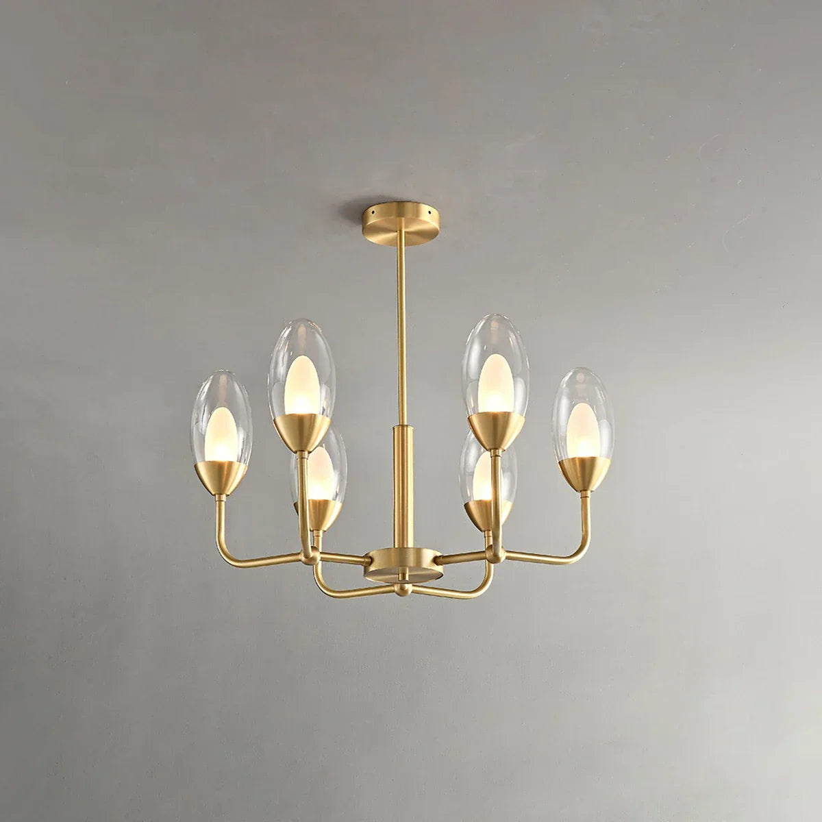 Luksus kobber- og transparent glas lysekrone | Lersk