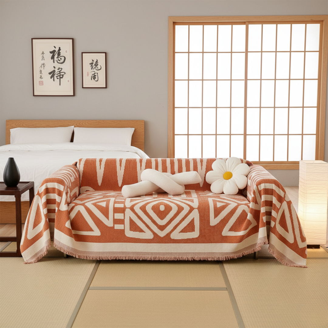Geometrischer Boho-Stil waschbarer rutschfester Sofabezug | Lersk