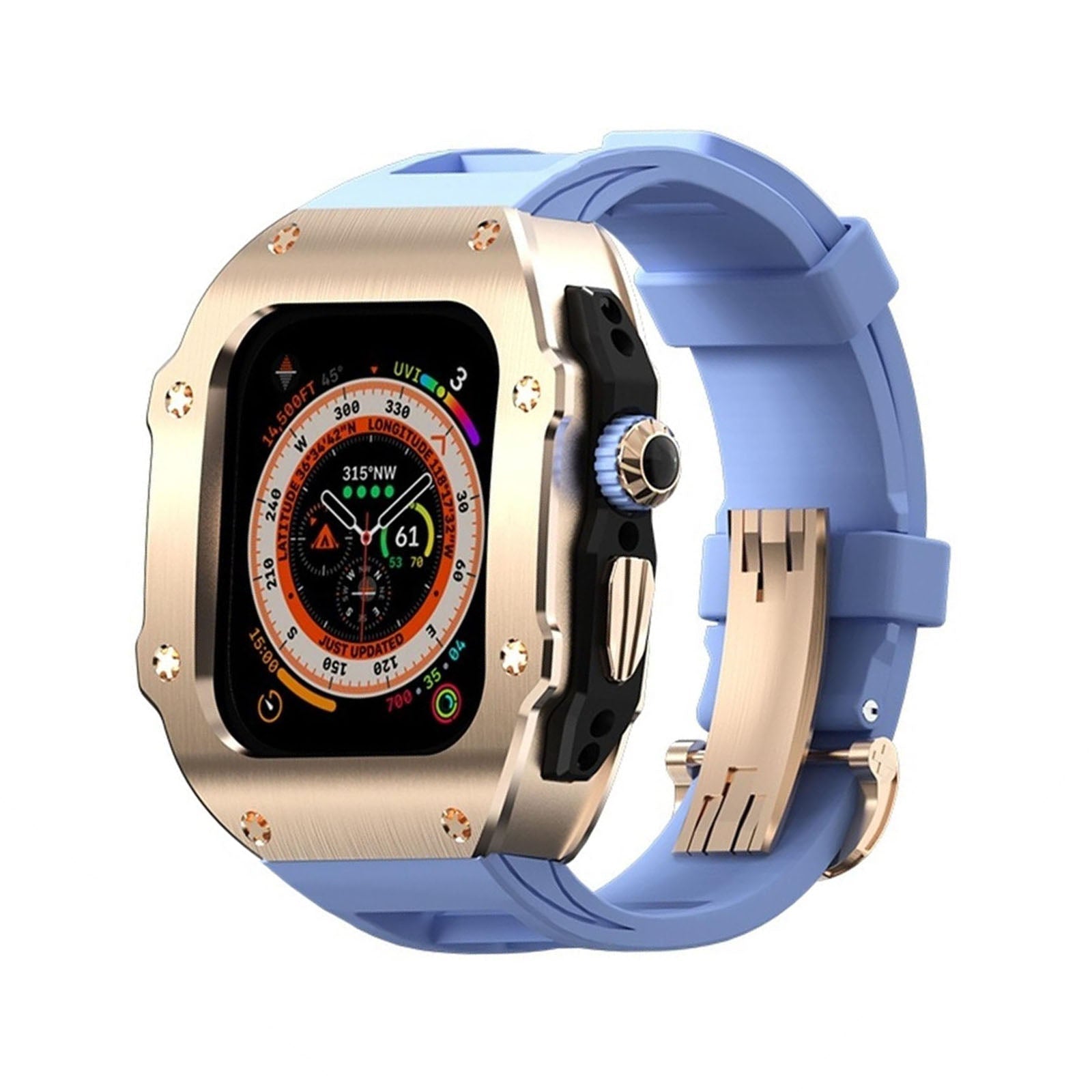 Ravelle Series | Fluororubber Band & Stainless Steel Case for Apple Watch Ultra | Lersk