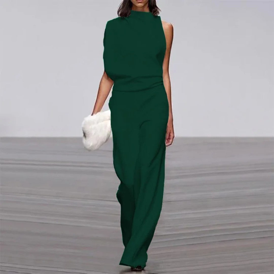 Elegant ærmeløs jumpsuit med skræddersyet pasform og vid ben-silhuet Jumpsuit-stil | Lersk