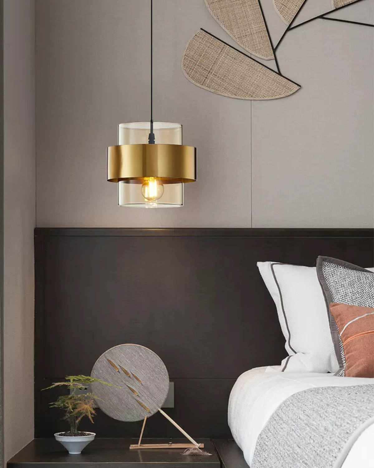 Solara Gold Glass Pendant Light with Industrial Edge | Lersk