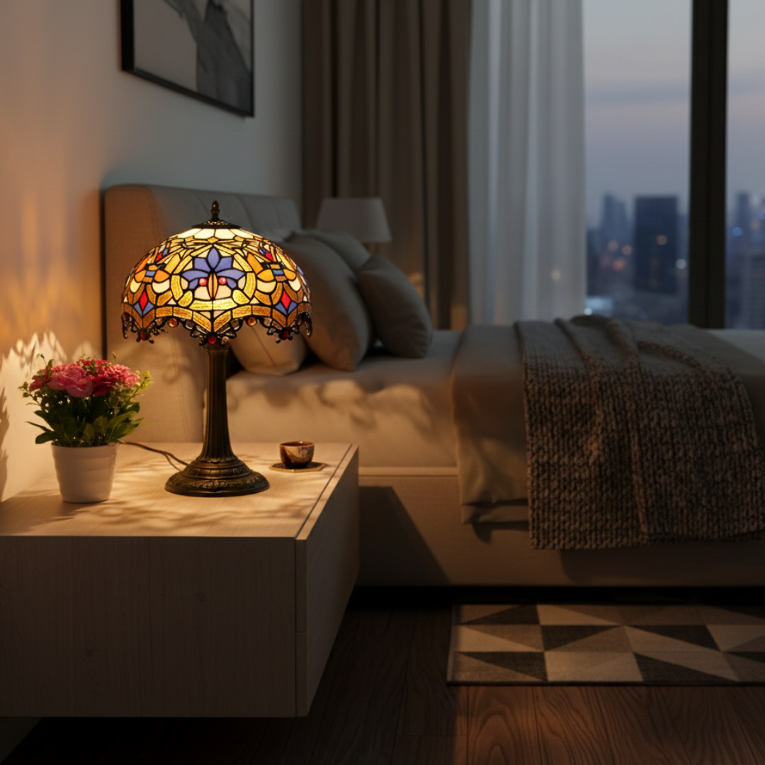 Lampada da tavolo vintage in vetro colorato per illuminazione elegante della casa | Lersk
