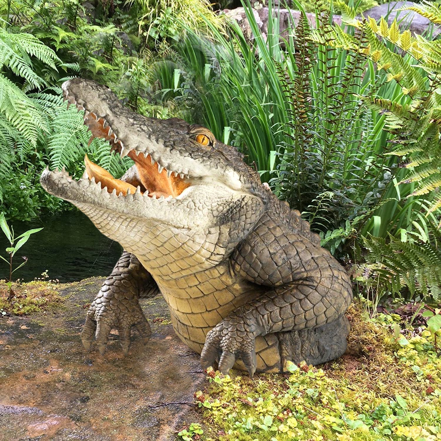 Garten-Sumpf-Alligator-Statue für Außenbereich, Gartendekoration und Gartenornament-Ausstellungskunst | Lersk