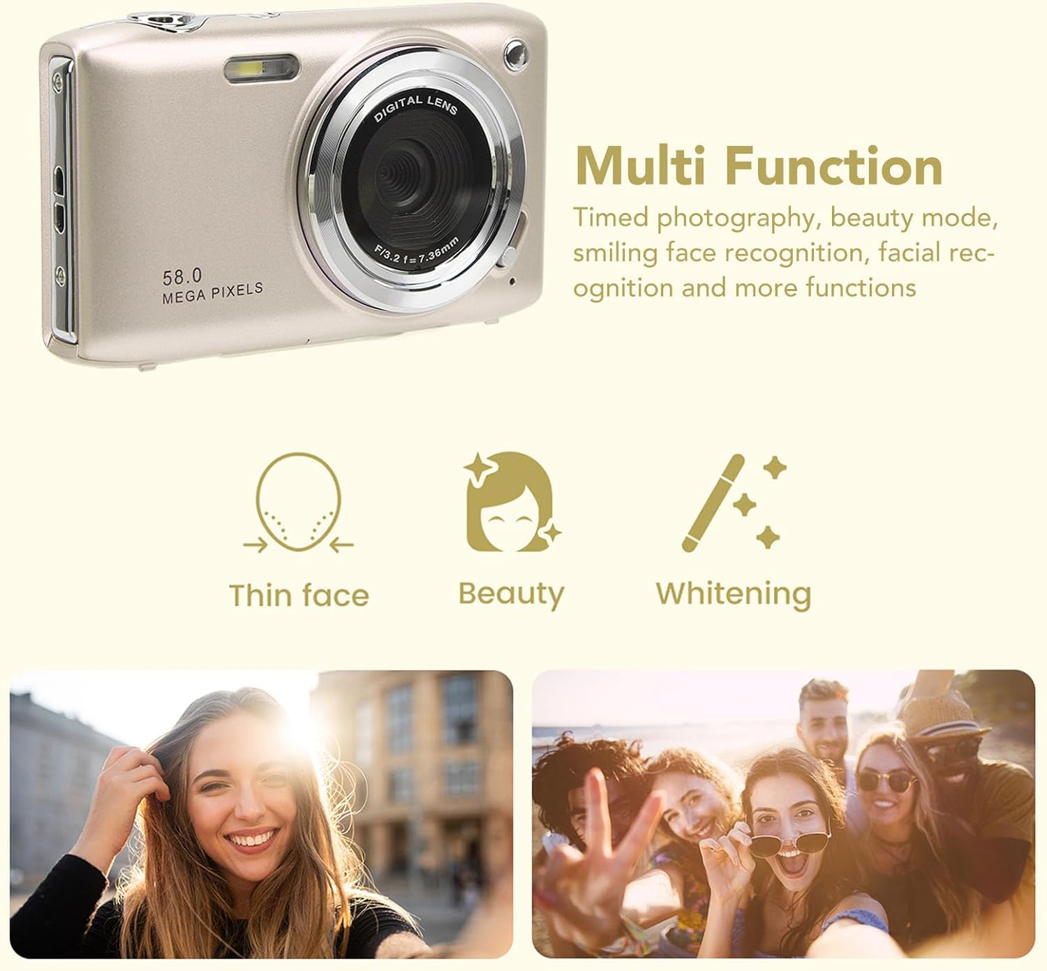 Lumora 4K kompaktní digitální fotoaparát s 58MP fotografiemi a 16× zoomem pro každodenní fotografování | Lersk