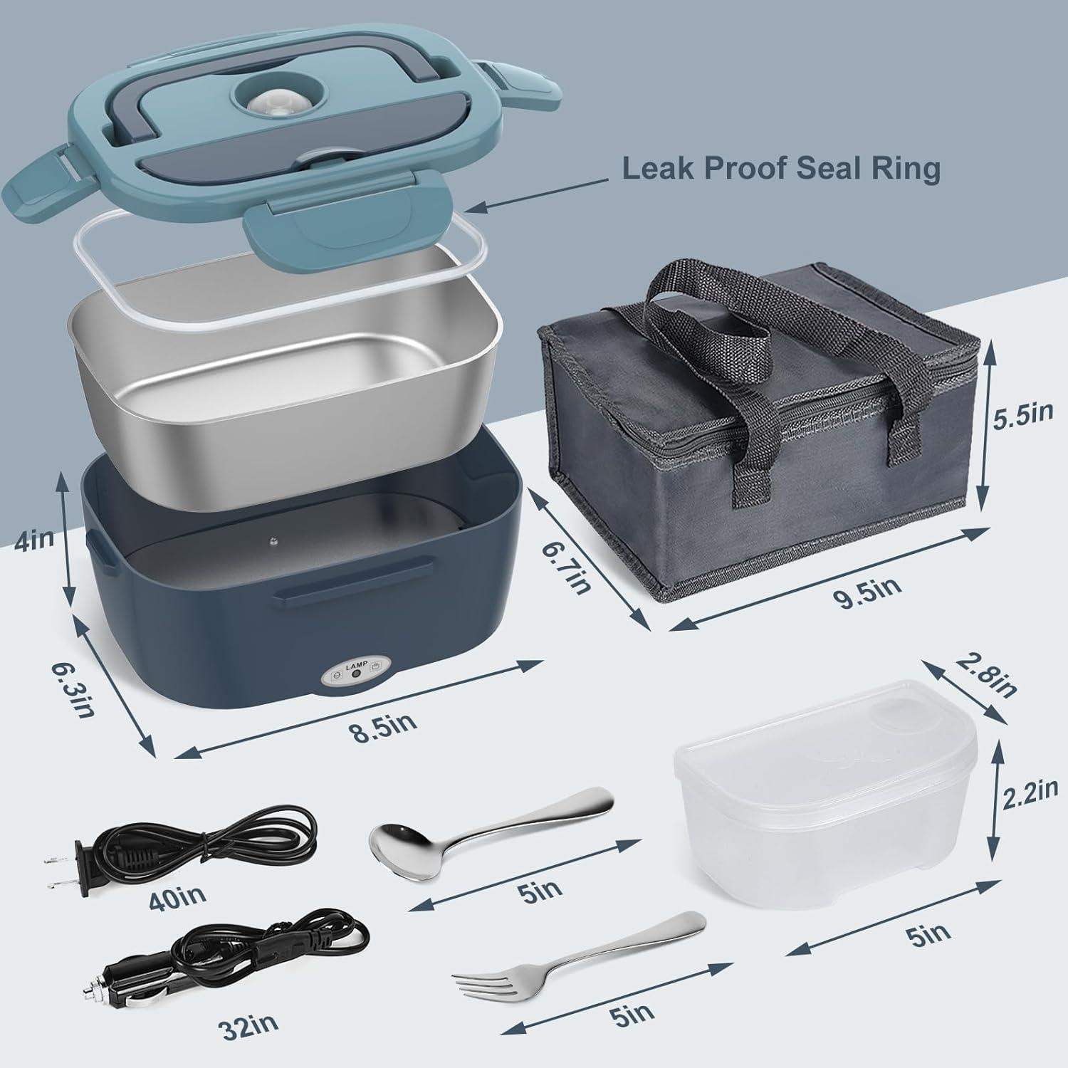 LumaTray Dual-Compartment Car Lunch Warmer With Car Plug | Lersk