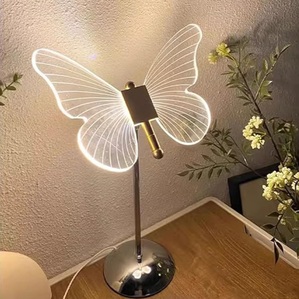 Luminara Crystal Butterfly LED Table Lamp For Bedroom In Iron And Acrylic | Lersk