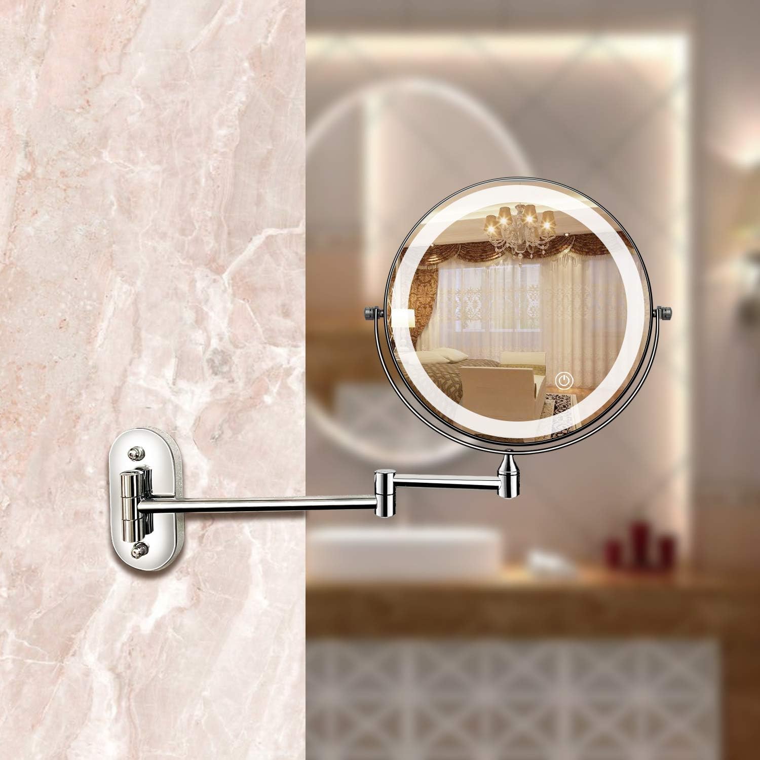 Espejo Aumentador Recargable LED Plateado Cromo de Lunicca | Lersk