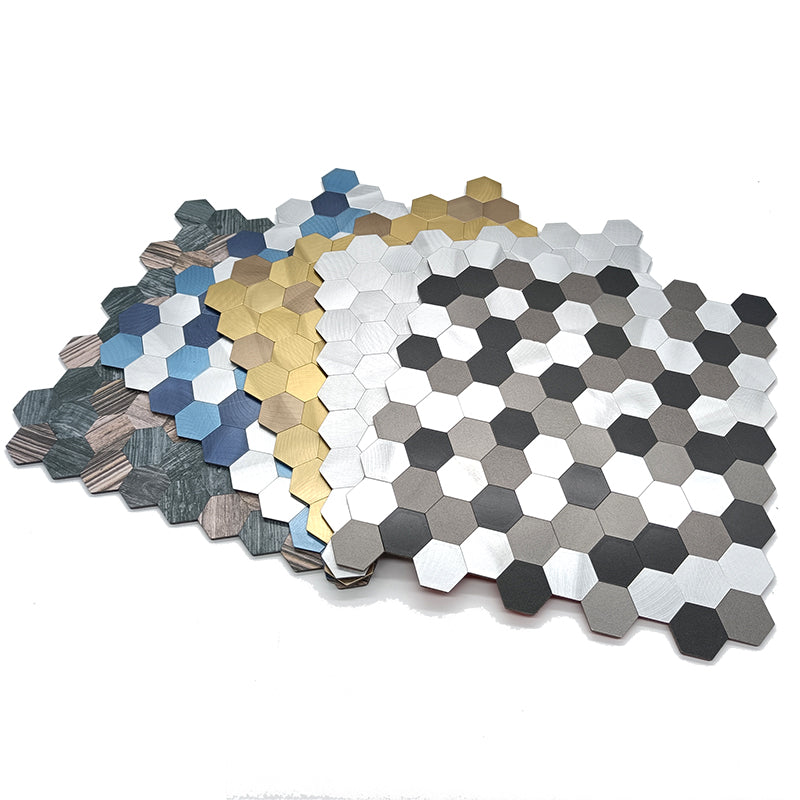 Azulejo Mosaico Metálico Moderno Autocolante Hexágono e Azulejo Metro para Interiores Modernos | Lersk