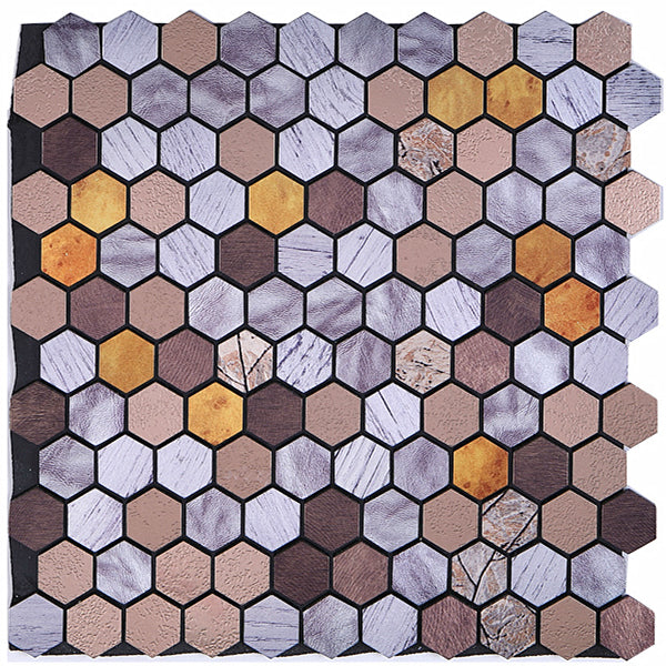 Azulejo Mosaico Metálico Moderno Autocolante Hexágono e Azulejo Metro para Interiores Modernos | Lersk