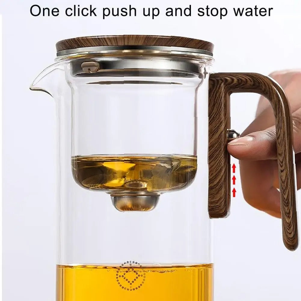 LumiGlass Teapot With Magnetic Filter And Wooden Handle | Lersk