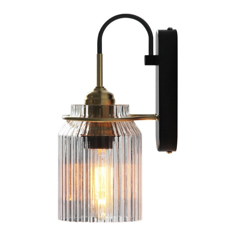 Wandleuchte im Vintage-Stil mit geriffeltem Glasschirm | Lersk