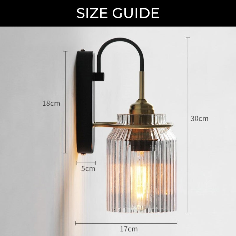 Wandleuchte im Vintage-Stil mit geriffeltem Glasschirm | Lersk