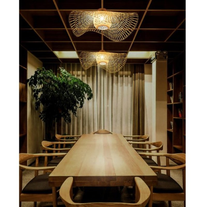 Nokari Boho závěsná lampa z ratanu japonského stylu s teplým světlem | Lersk