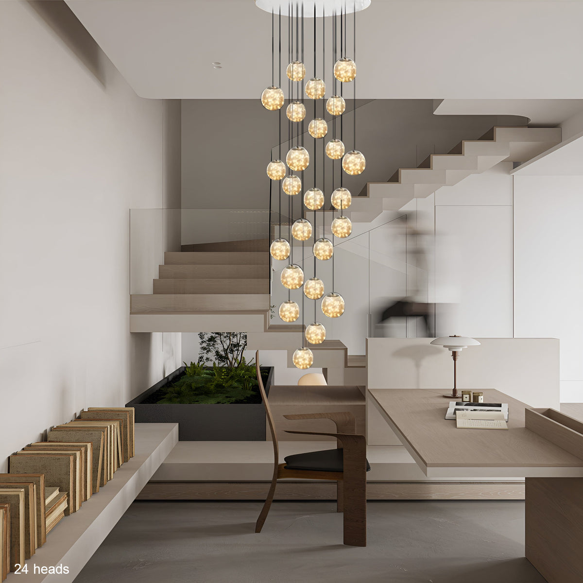 AstraLumen Glass Orb Staircase Chandelier For Stairs