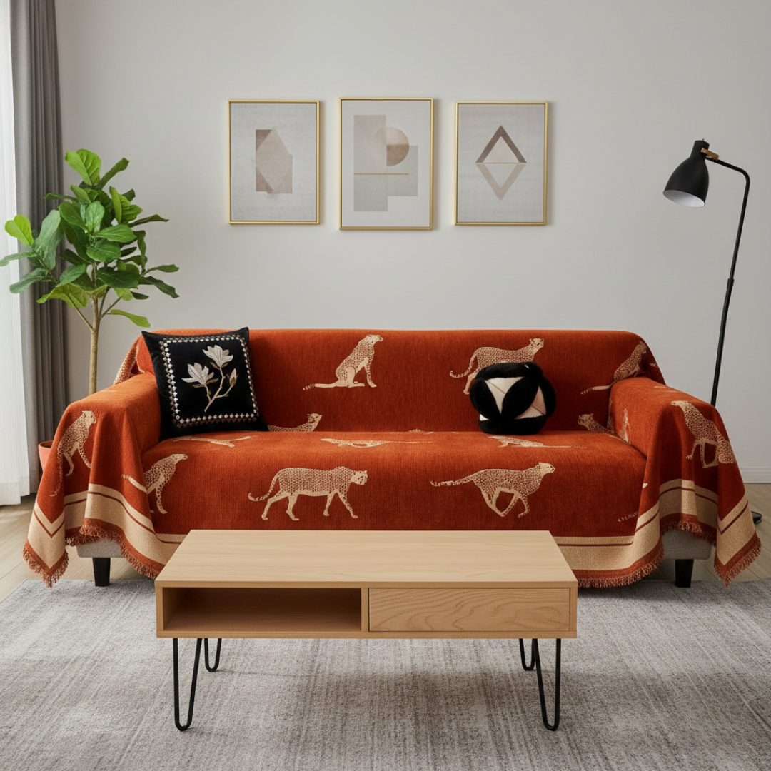 Copertura per Divano a Motivo per Animali Domestici Design Ispirato alla Savana con Ghepardo | Lersk