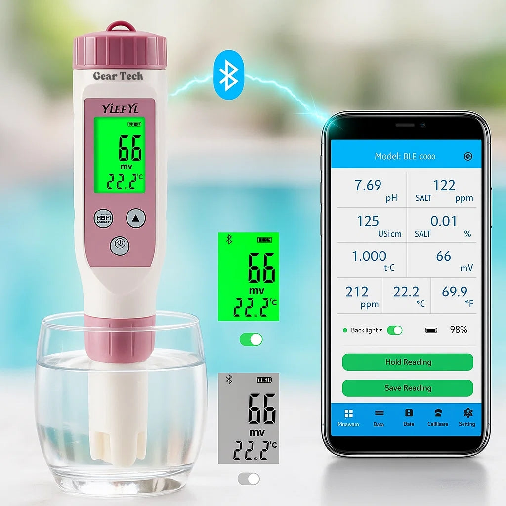 AquaSense 7-In-1 Digital Pool Tester For pH And Chlorine | Lersk