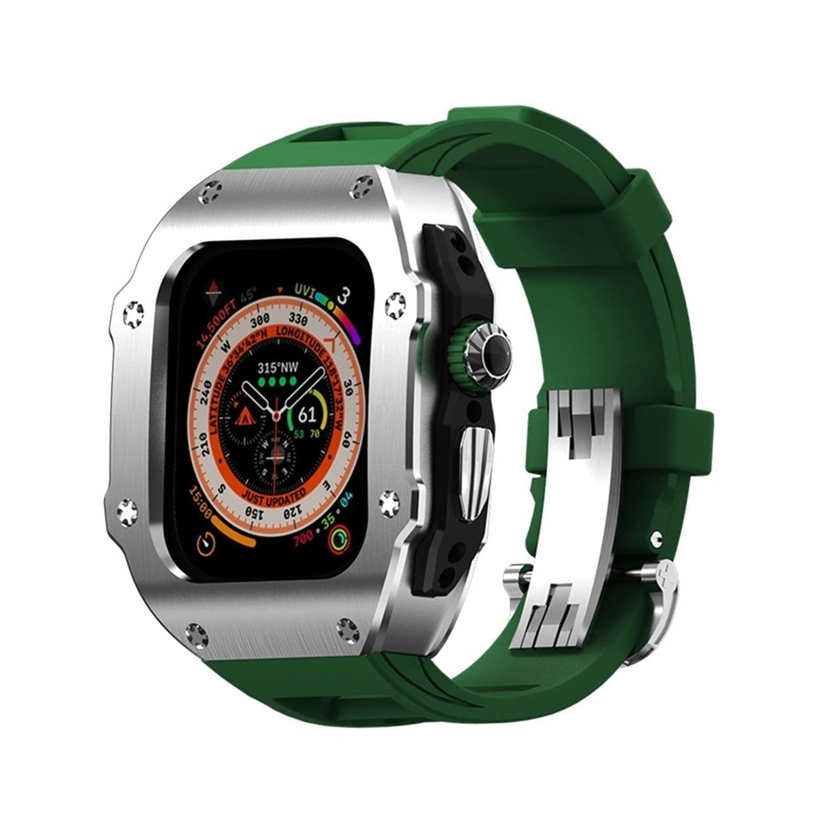 Pouzdro Kirell Arc Series z nerezové oceli s fluoro kaučukovým páskem pro Apple Watch Ultra | Lersk
