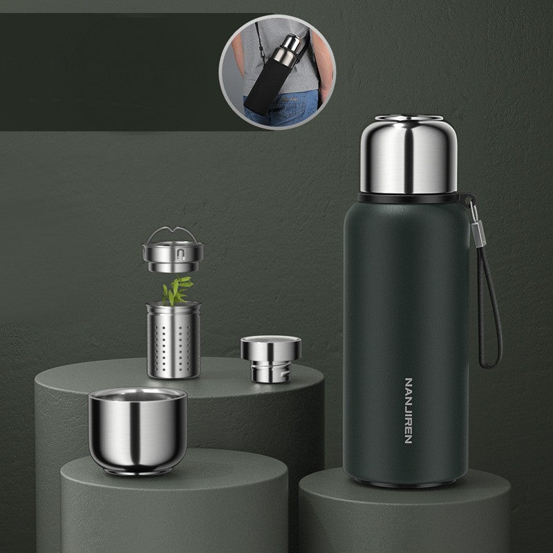 Botella de agua térmica aislada con filtro para té y boca ancha para café, té y bebidas frías | Lersk