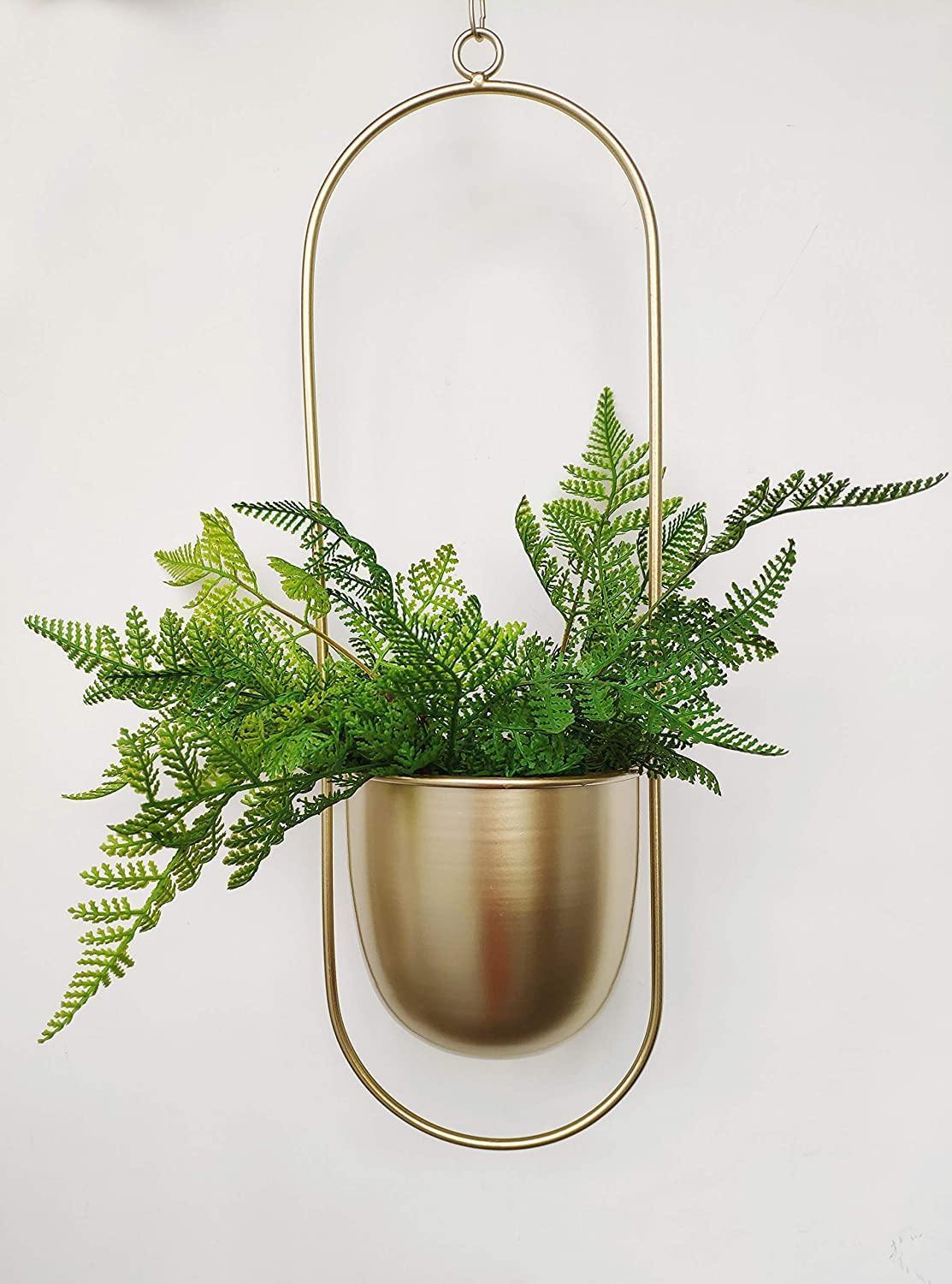 Nivara Inky Finish Metal Hanging Planter for Modern Homes | Lersk