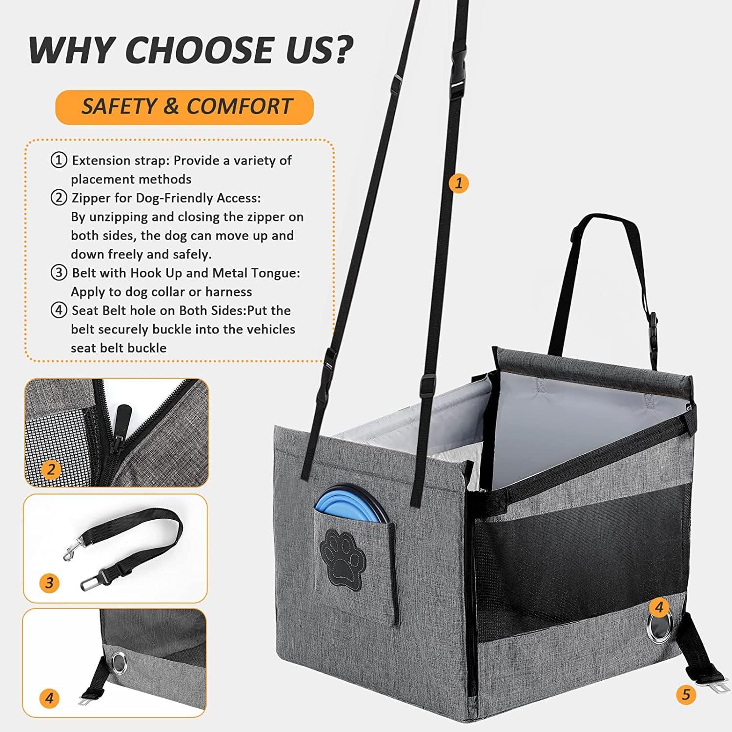 RoverRide Spacious Waterproof Dog And Cat Car Booster Seat | Lersk