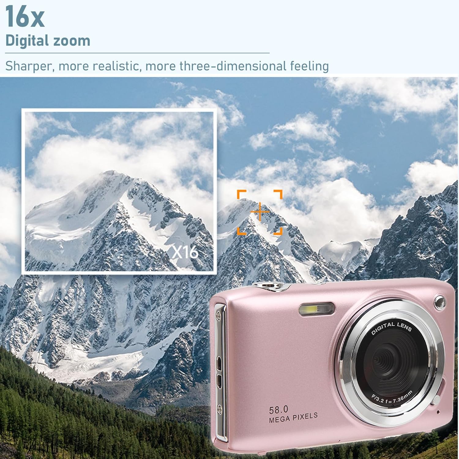 Lumora 4K kompaktní digitální fotoaparát s 58MP fotografiemi a 16× zoomem pro každodenní fotografování | Lersk