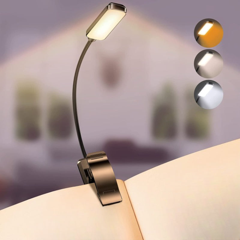 9 LED USB dobíjecí čtecí lampa pro čtení v posteli, šetrná k očím, plynule stmívatelná, s klipem | Lersk