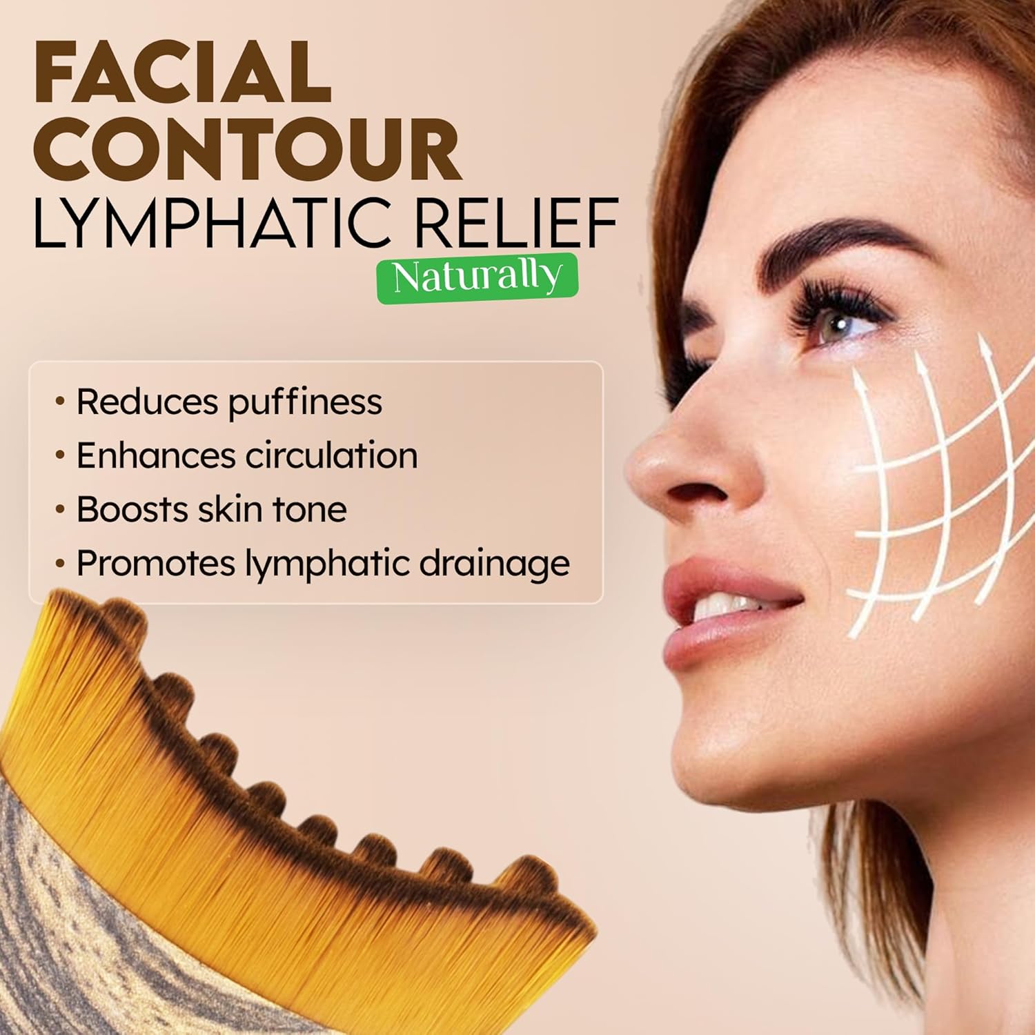 Lymphdrainage-Gesichtsbürste zum Entschwellen, Straffen & Konturieren des Gesichts | Lersk