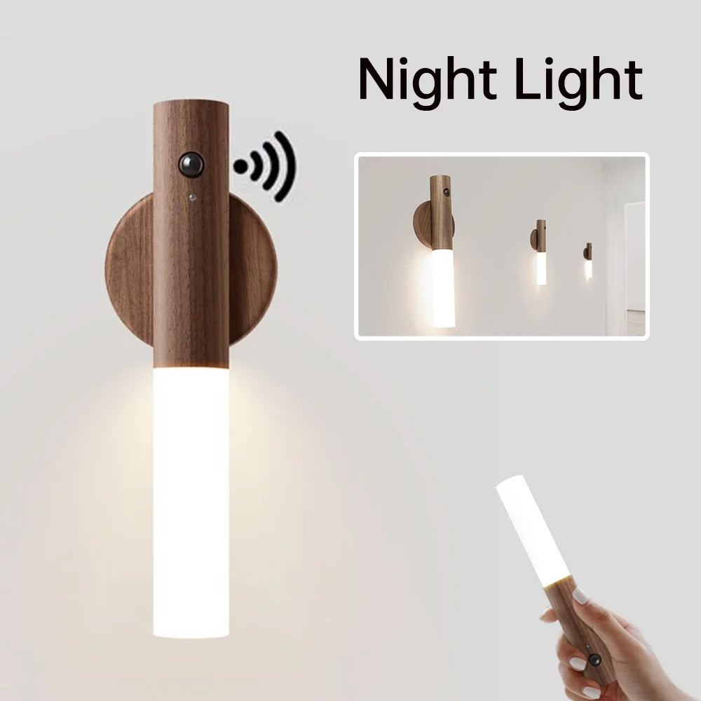 Dobíjecí LED nástěnná lampa USB s magnetickým pohybovým senzorem pro ložnici a domov | Lersk