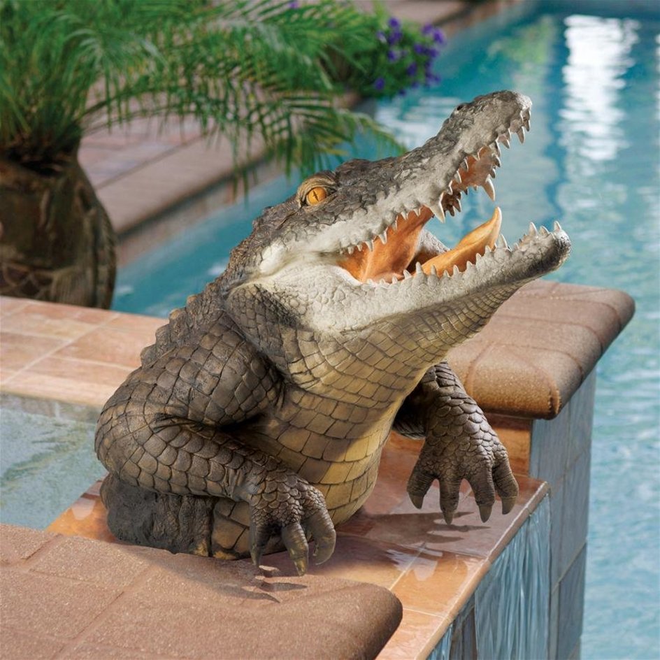 Garten-Sumpf-Alligator-Statue für Außenbereich, Gartendekoration und Gartenornament-Ausstellungskunst | Lersk