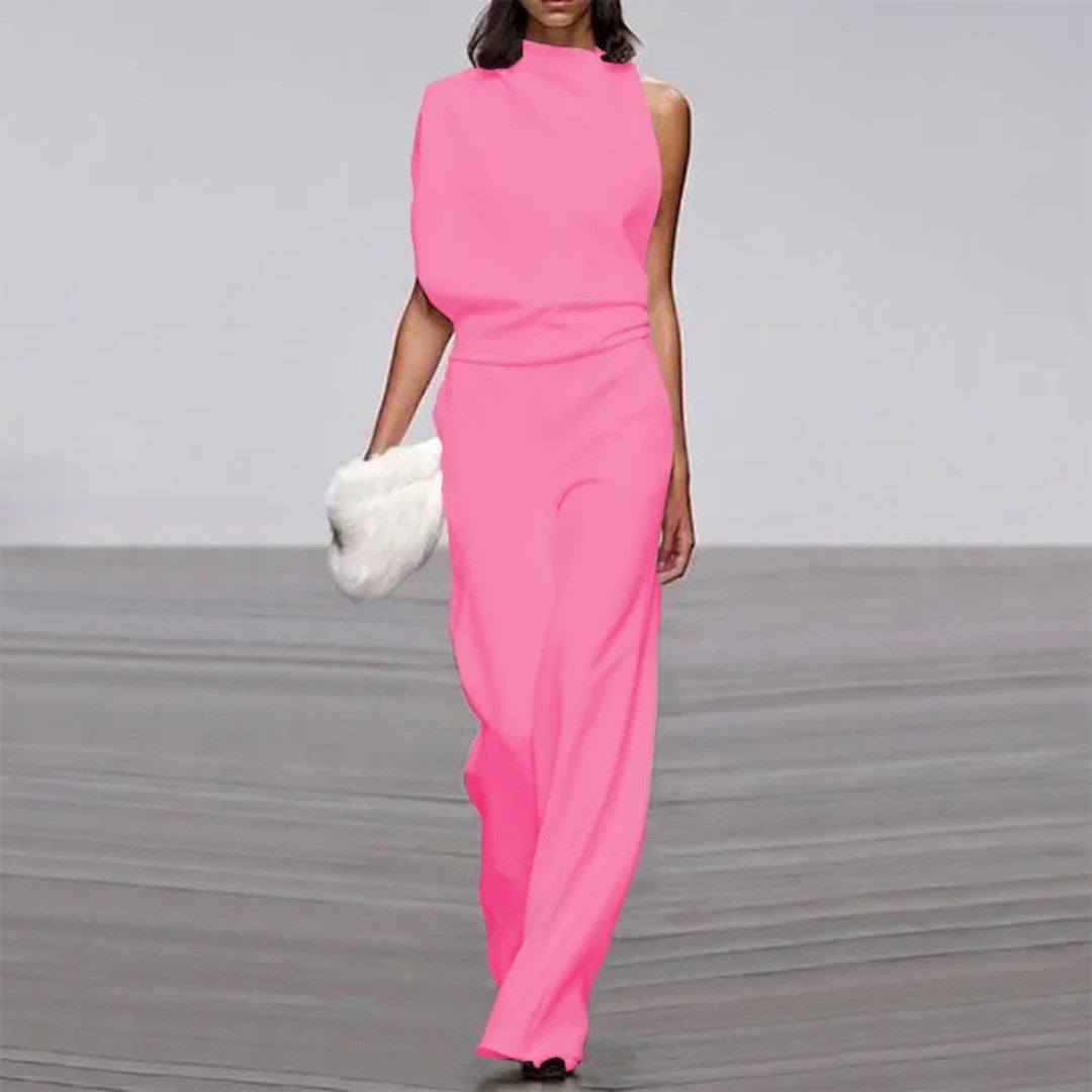 Elegant ærmeløs jumpsuit med skræddersyet pasform og vid ben-silhuet Jumpsuit-stil | Lersk