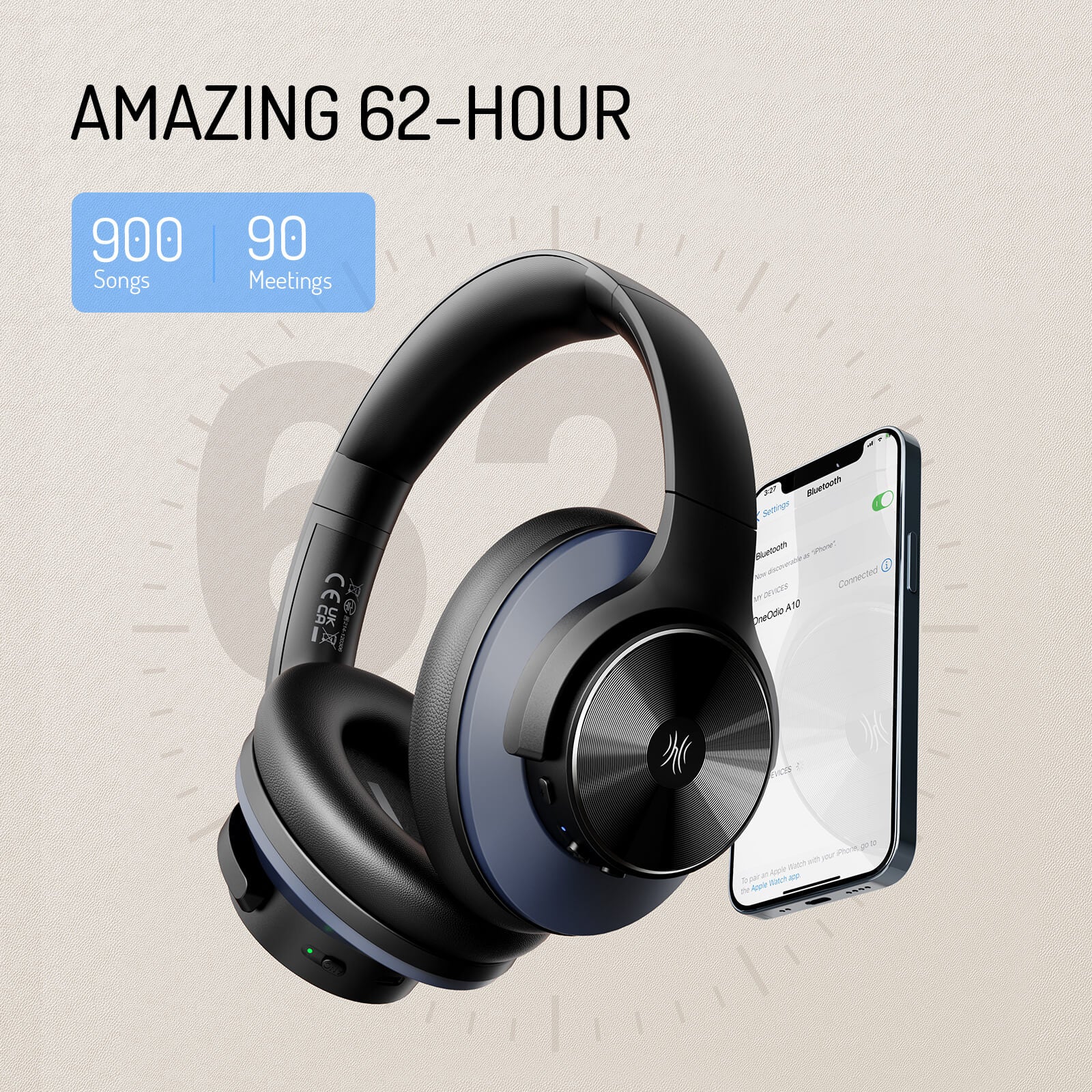 Cuffie Wireless Over-Ear Kirrea ANC, Bluetooth 5.0 con Microfono | Lersk