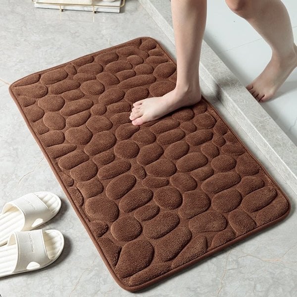 Tappetino da bagno con motivo ciottolato per comfort assorbente e sicurezza familiare | Lersk