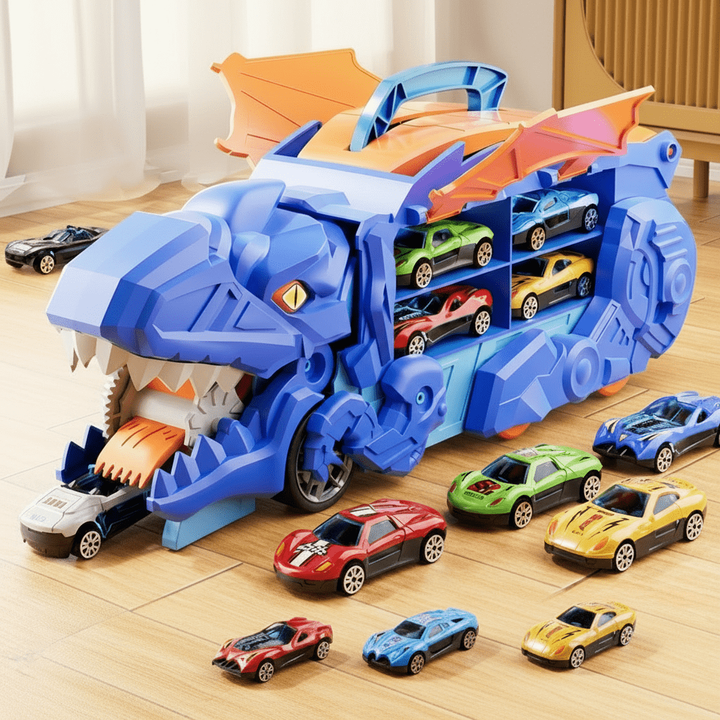 Dinosaur Car Play Truck Kit With Toy Cars And Racetracks | Lersk