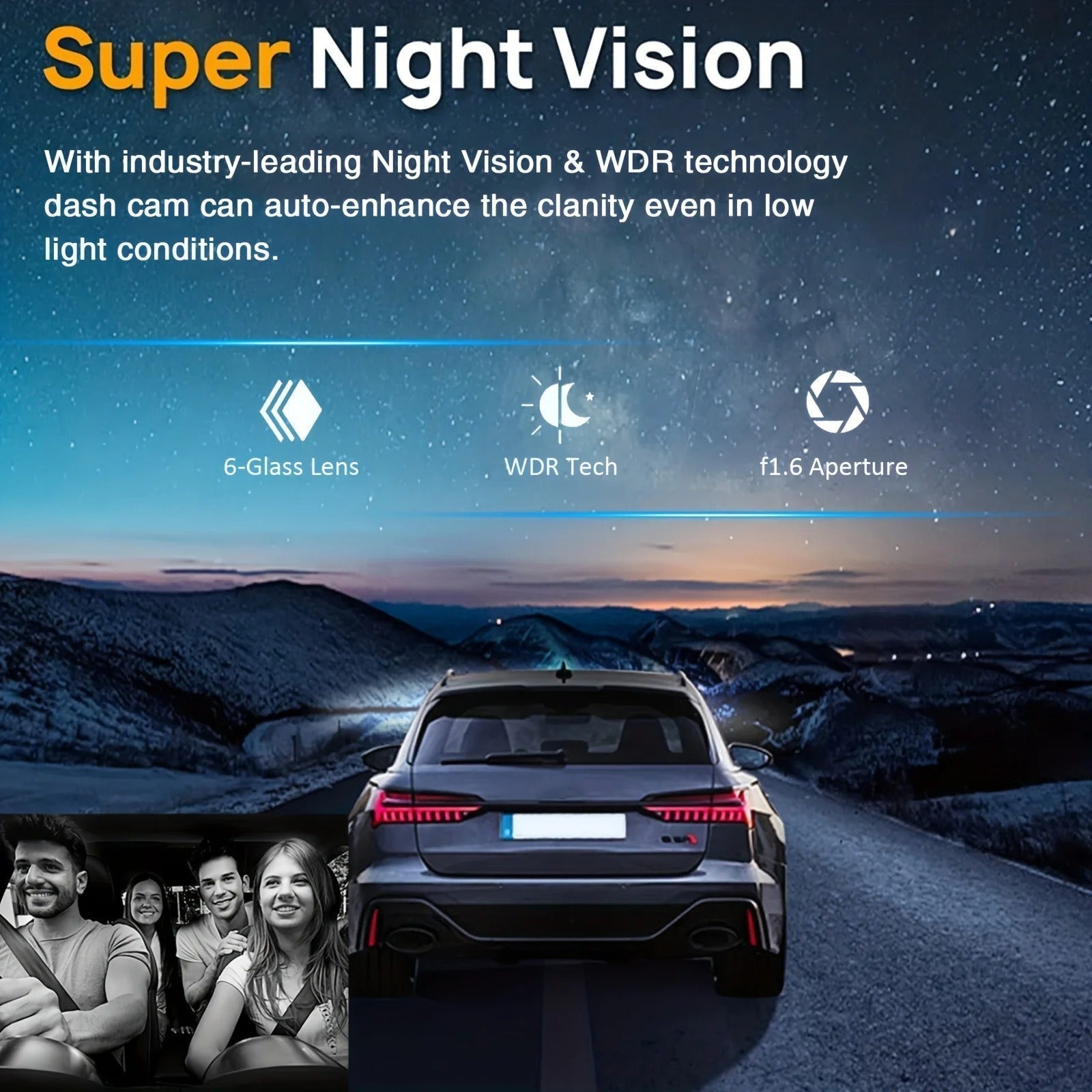 Dash Cam Doppia WiFi 1080P Anteriore e Interna con Visione Notturna IR | Lersk