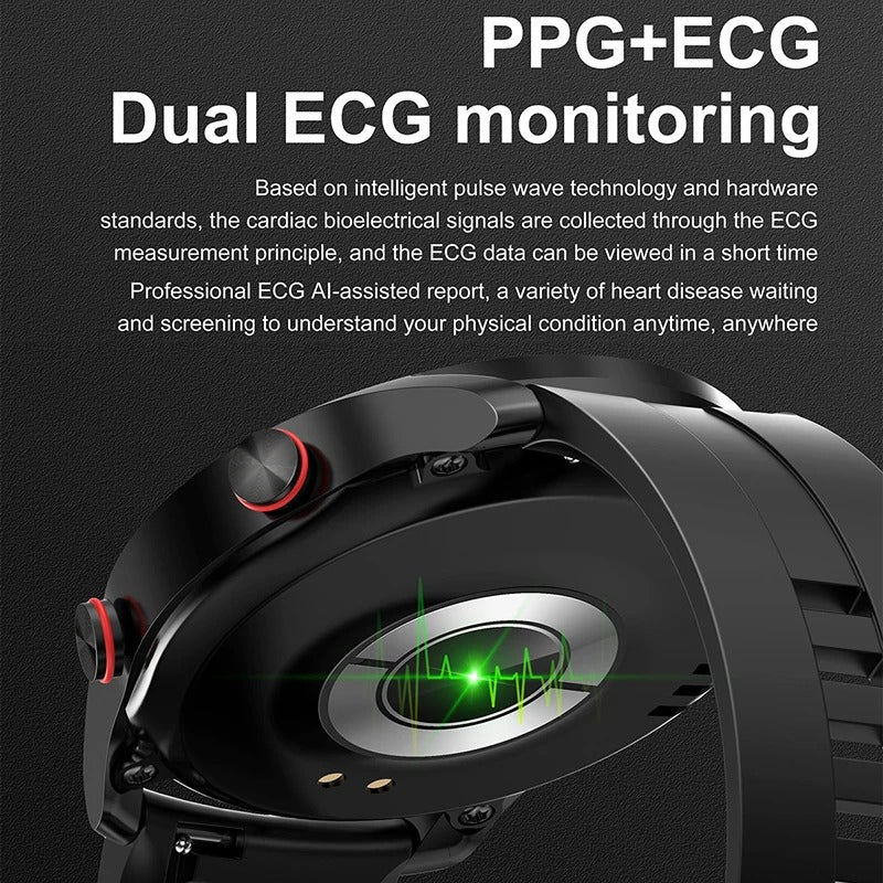 Men's Waterproof Bluetooth Smartwatch ECG Heart Rate Monitor | Lersk