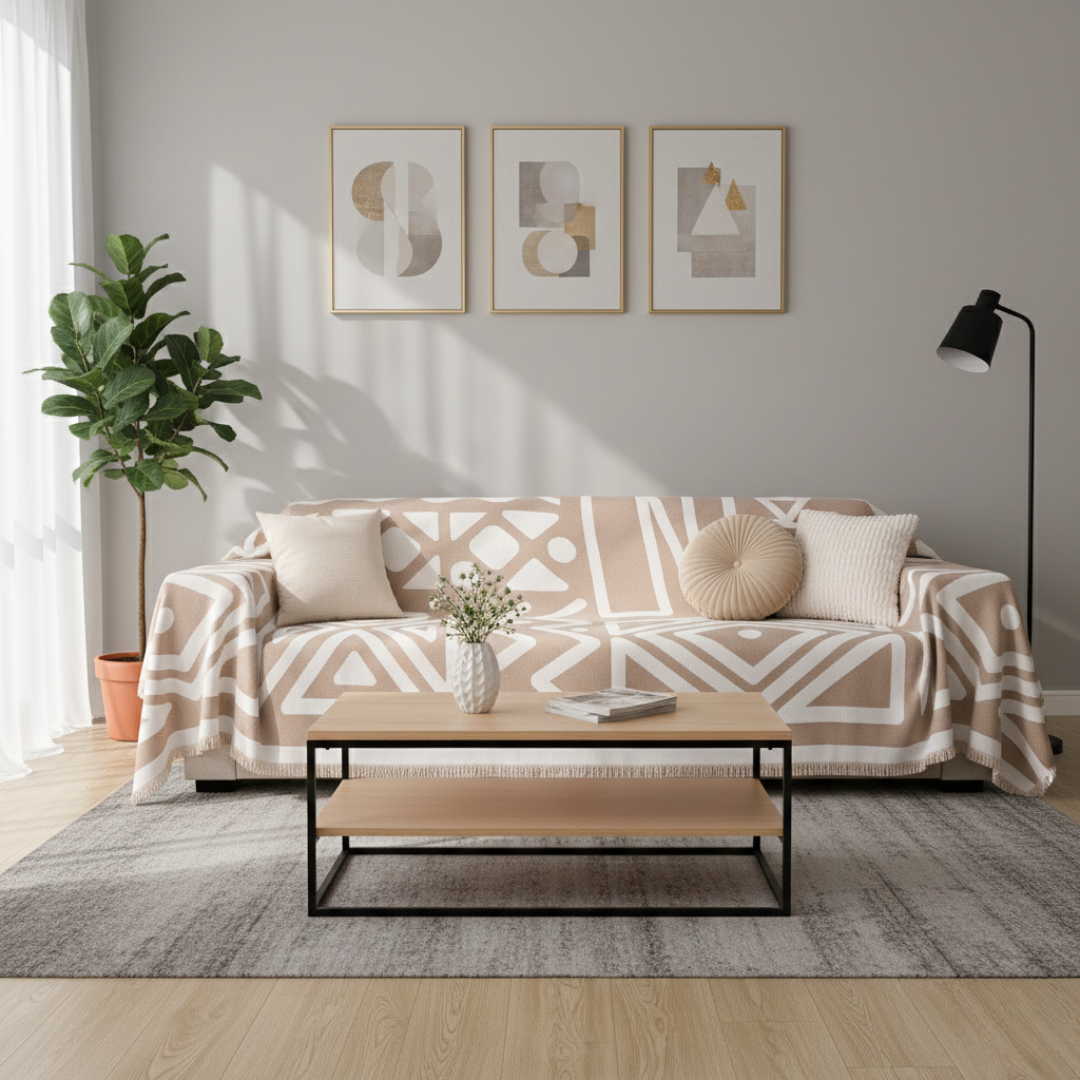 Geometrischer Boho-Stil waschbarer rutschfester Sofabezug | Lersk
