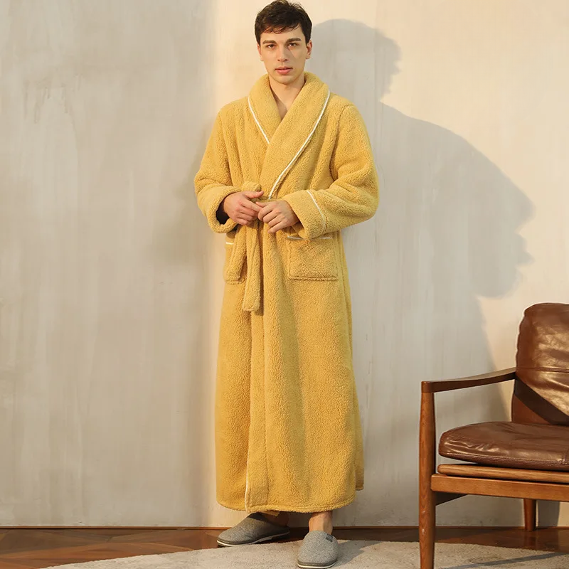 CozyFlannel zimní župan s páskem a klopovým límcem | Lersk