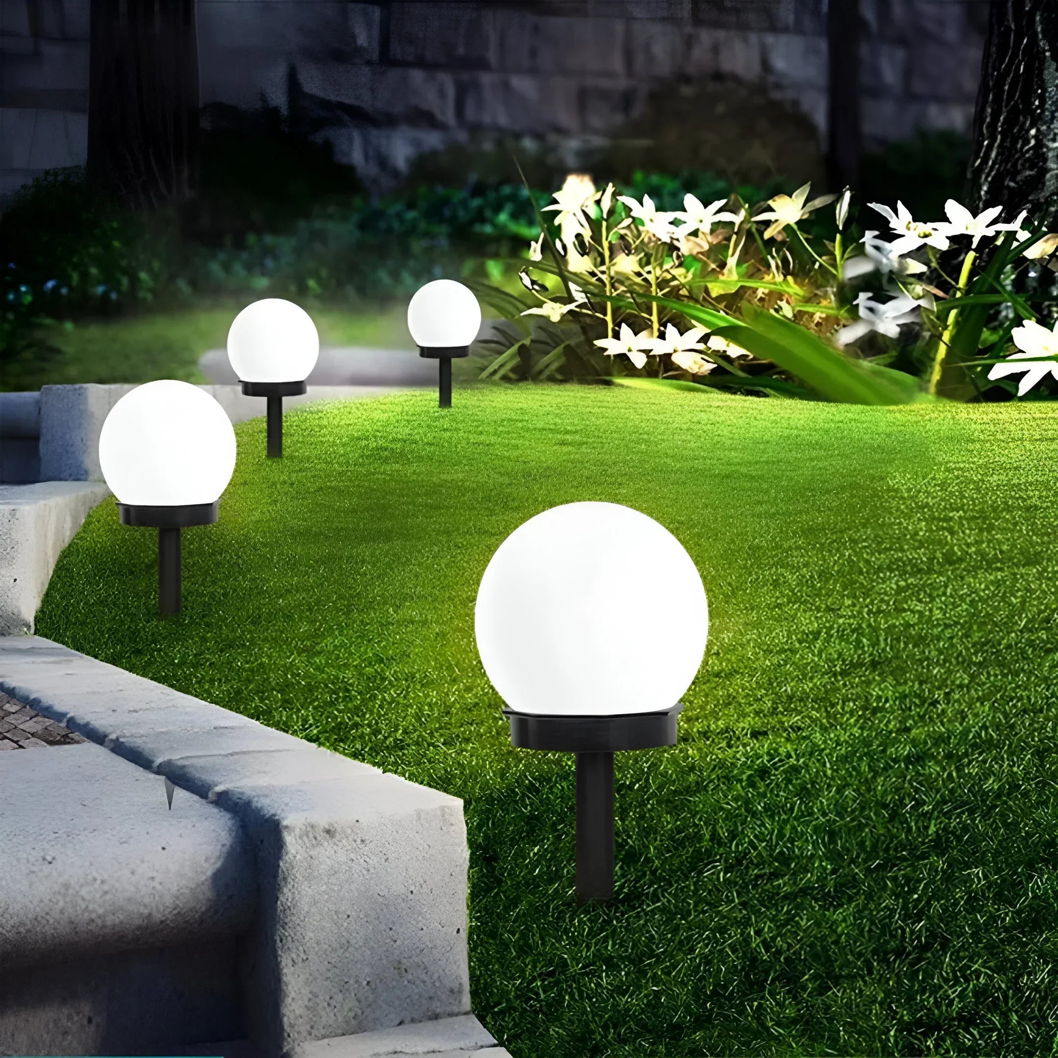 LumiGlobe Set of 3 Waterproof Solar Pathway Lights for Outdoor Pathways and Gardens | Lersk