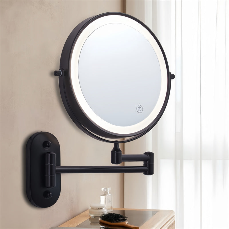 Specchio da barba da parete ricaricabile Luxa 1X/10X con LED | Lersk