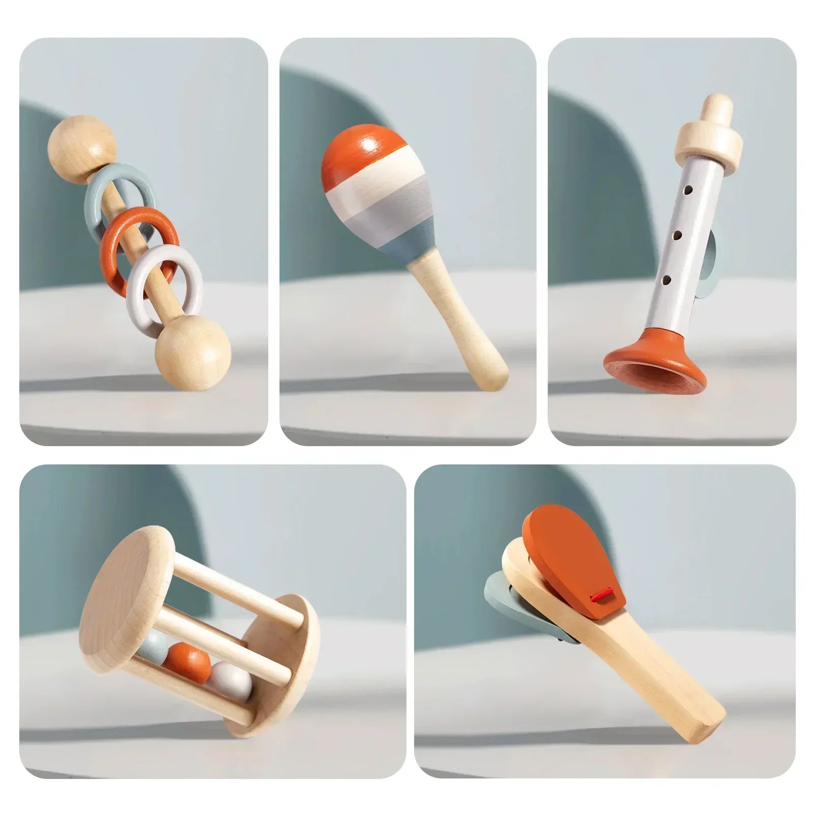 Montessori Træ Musikalsk Instrument Sæt til Småbørn, Professionelt Stemte Xylofon og Maracas | Lersk