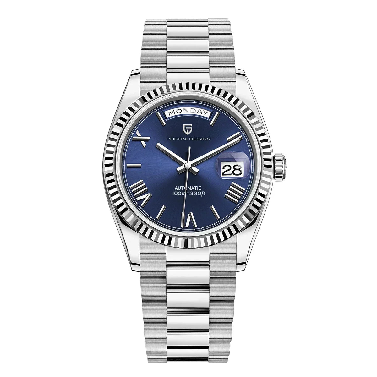 NovaVale Elite Automatic Stainless Steel Watch With Calendar