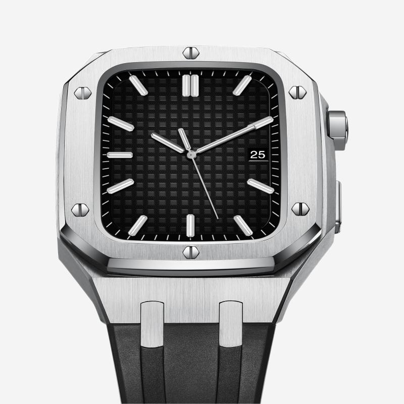 Velori | Sada pro úpravu s silikonovým páskem a pouzdrem z nerezové oceli pro Apple Watch | Lersk