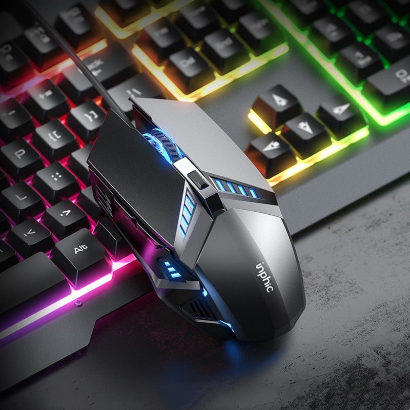 Teclado mecánico metálico y conjunto de ratón para juegos y uso en PC de escritorio con construcción duradera | Lersk