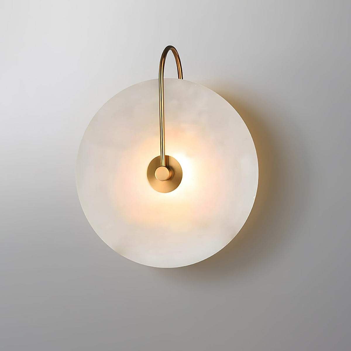 CelesteLume Alabaster LED Disc Sconce with Black Arm