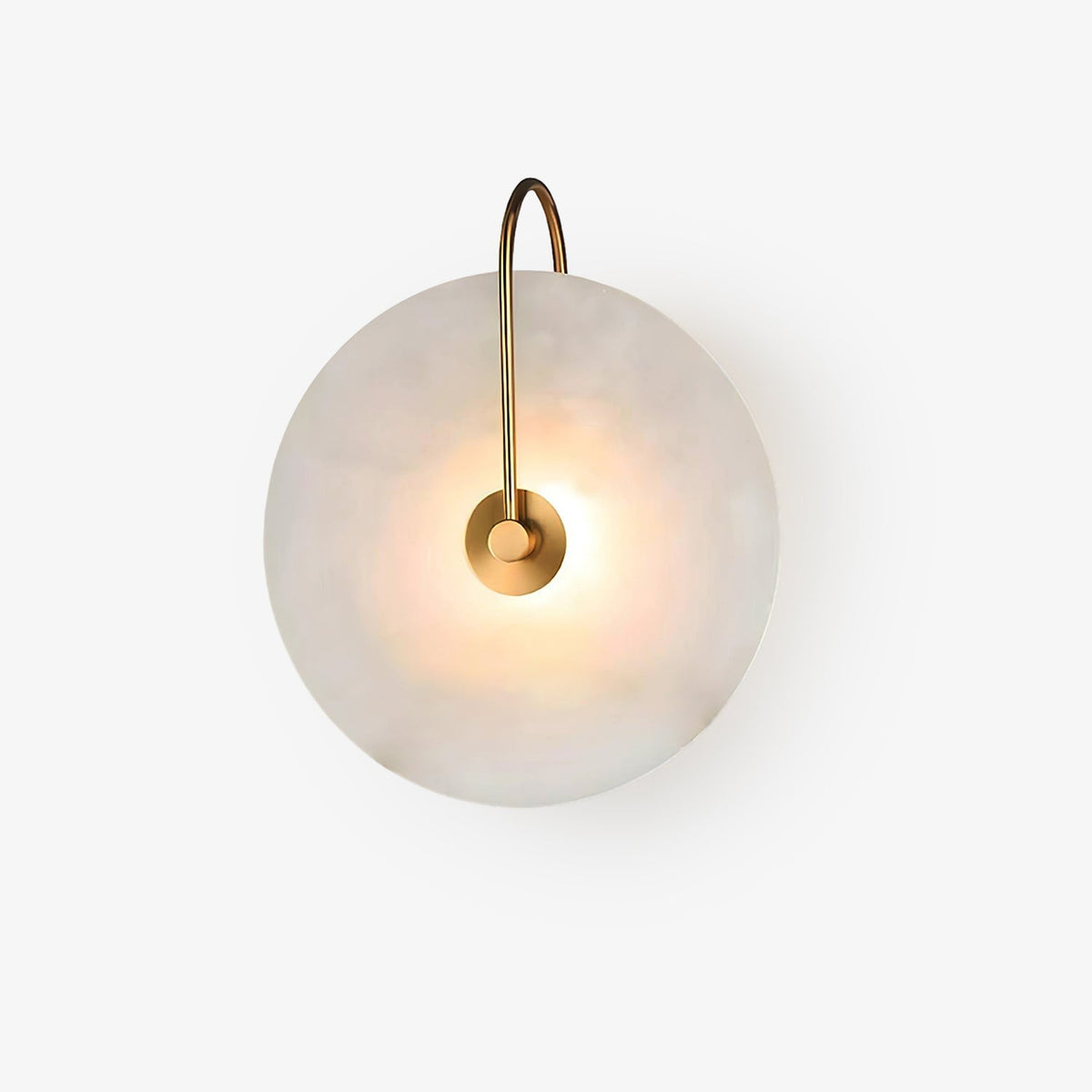 CelesteLume Alabaster LED Disc Sconce with Black Arm
