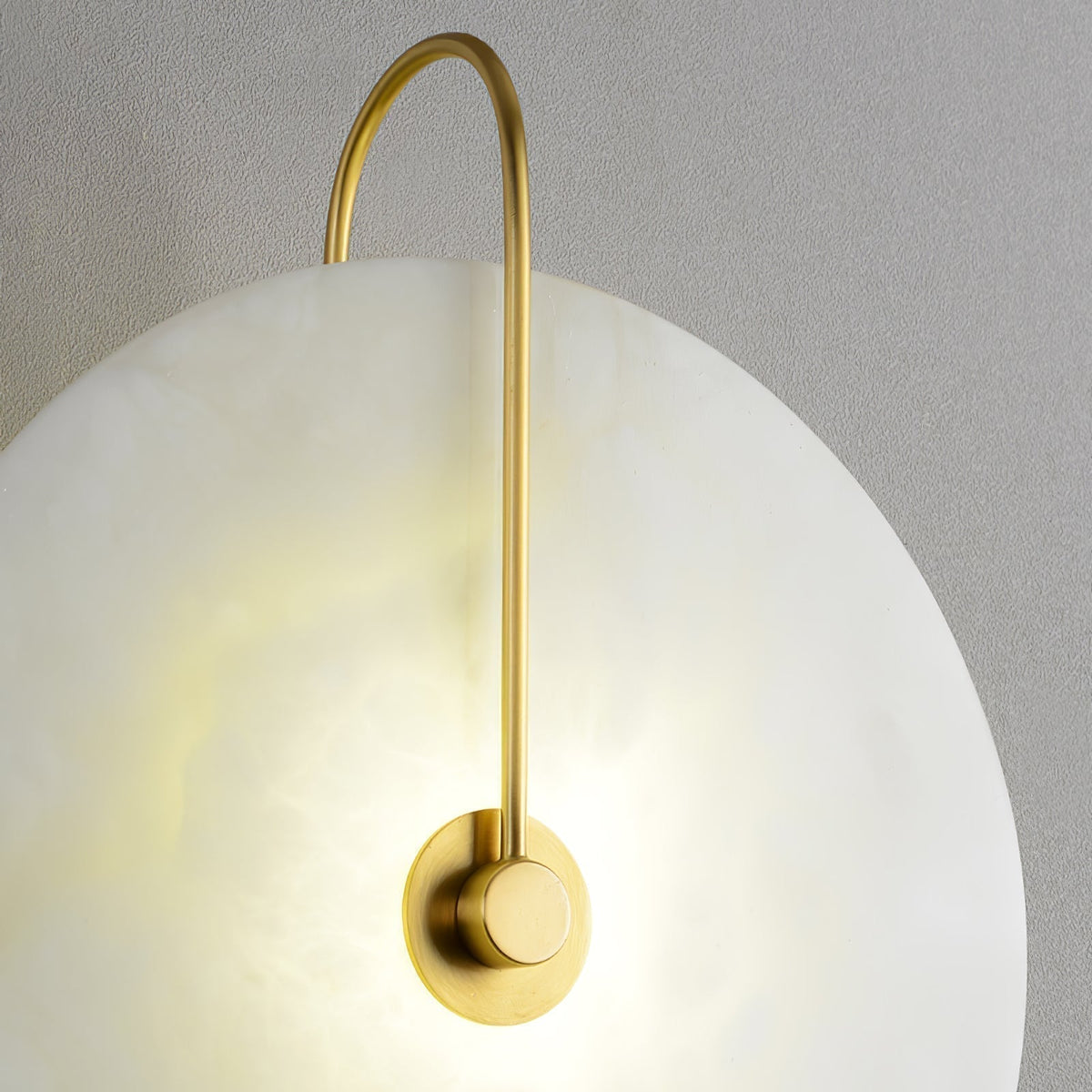 CelesteLume Alabaster LED Disc Sconce with Black Arm
