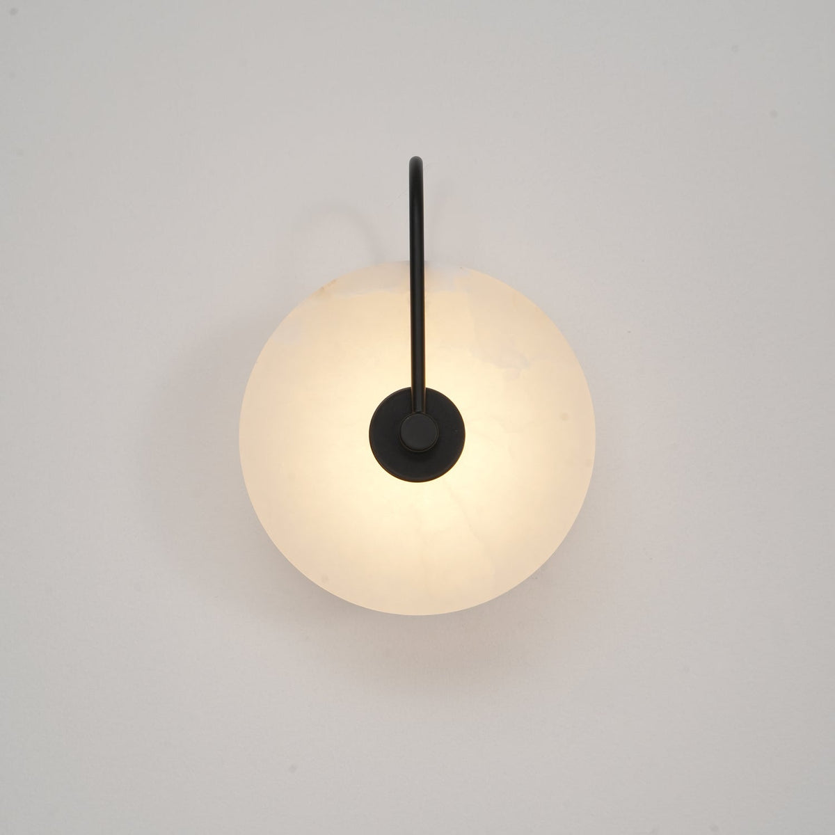 CelesteLume Alabaster LED Disc Sconce with Black Arm